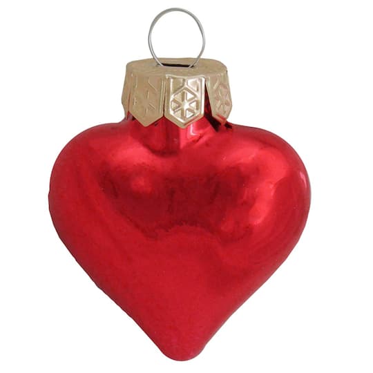 Whitehurst 56ct. 2&#x22; Shiny Red Glass Heart Ornaments
